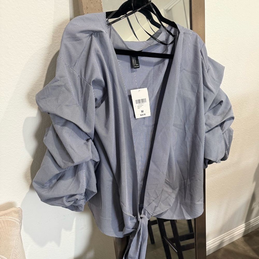 Forever 21 Elegant Blue Wrap Blouse